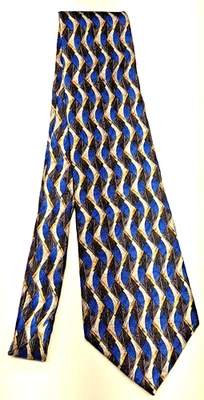 Corbata geométrica Stafford Executive 59 x 4 seda azul negro plata Foto 1 de 4