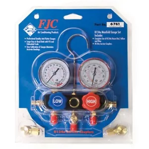 FJC 6761 R134A ALUMINUM MANIFOLD WITH 72" HOSES - QUICK COUPLERS - Picture 1 of 3