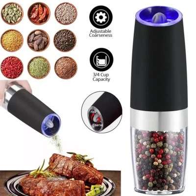 MM ELECTRONICLES Automatic Blue LED Gravity Electric Salt Pepper Grinder Mill Shakers Adjustable