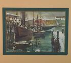 Vintage Christmas Card, Sailboats In The Harbour - Used, Card #2