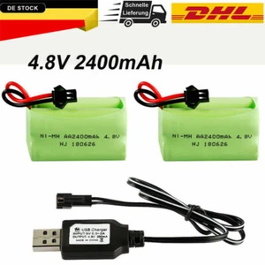 2x 4,8 V 2400mAh batteria batteria SM-2P plug con caricabatterie USB per RC Truck Car - Foto 1 di 5