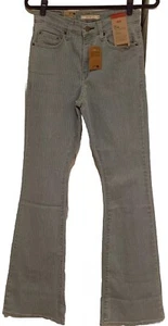 Levi's 726 Jeans 28 Sz 6 Flared Light Wash Striped Highrise Wide Hippie Vtg Look - Picture 1 of 5