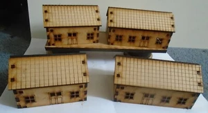 15mm 4x Bungalows mdf lasergeschnittene Landschaft. Juni 2021 Kriegsflammen etc - Bild 1 von 7
