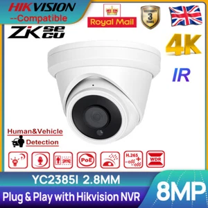 4K 8MP Hikvision Compatible IR POE MIC Turret IP Camera Human/Vehicle Detection - Picture 1 of 19