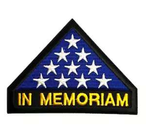 IN MEMORIAM Folded American Flag Military Embroidered Iron On Patch 3.5" x 2.5" - Picture 1 of 4