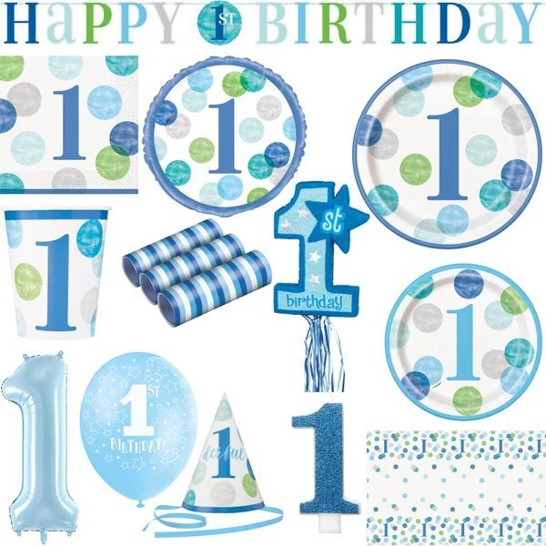 1. Compleanno Giovani Party Set Decorativo Decorazione Festa di Bambino Azzurro - Immagine 1 di 1
