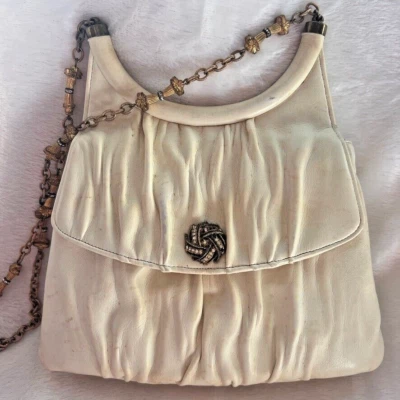 Vintage Lou Taylor Handbag Evening Chain Shoulder Bag Rhinestones Ivory MCM - Image 1 of 4