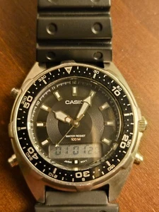 Casio AMW-340 Analog Digital Black Quartz Watch *Work*- Please Read Description - Picture 1 of 8
