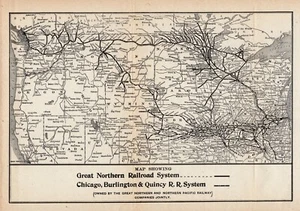 Antike Great Northern Railroad Karte Chicago Burlington Quincy Eisenbahn 2288 von 1910 - Bild 1 von 4