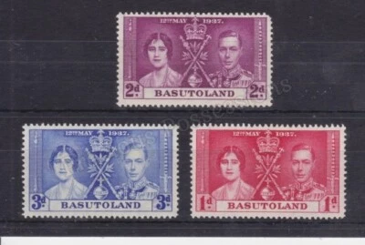 BASUTOLAND SG 15-17 MH MINT HINGED STAMP SET 1937 CORONATION OMNIBUS FOXED - Image 1 of 2