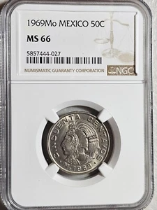 Mexico 50 Centavos 1969Mo NGC MS 66 - Picture 1 of 2