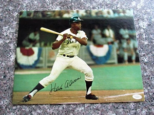 HANK AARON HOME RUN CHAMP MVP BRAVES BREWERS HOF SIGNED AUTO 11 X 14 PHOTO JSA - Picture 1 of 3