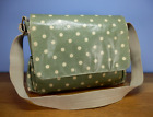 CATH KIDSTON large light teal & spotty oilskin messenger bag/cross body handbag