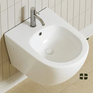 Bidé de pared bidé de ducha colgante compacto redondo sin bordes bidé de cerámica blanco - Imagen 1 de 6
