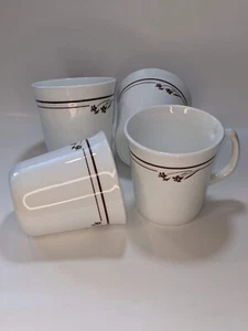 Vintage Corelle Corning Melody brown Flower Milk Glass Coffee tea mug set of 4 - Bild 1 von 4