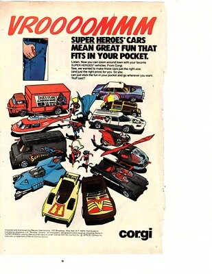 1979 Corgi Diecast Cars Batman Batmoblie Superman DC Promo Toy Memorabilia 2 ads - Image 1 of 2