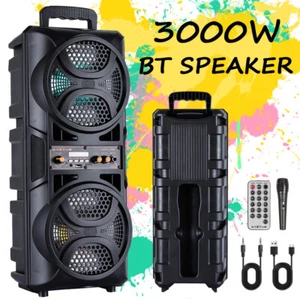 2 x 6.5" Subwoofer Bluetooth Speaker 3000W Rechargable Party w/LED FM Karaok DJ - Picture 1 of 12