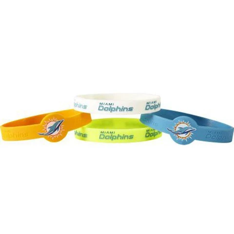 Miami Dolphins Bracelets 4 Pack Silicone Cover