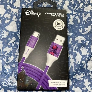 Disney Minnie  Mouse Purple charging Cable Type C To USB 6 Ft Cable - Picture 1 of 5