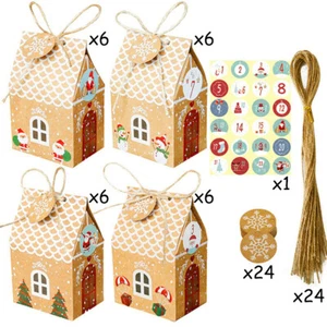 24Pcs Christmas Candy Gift Bags Xmas Cookie Packaging Party Boxes Sweets Box UK - Picture 1 of 13