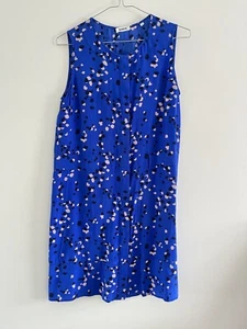 Marcs Womens Tunic Dress Pure Silk Size 8 Sleeveless Straight Style Blue Tie - Picture 1 of 12