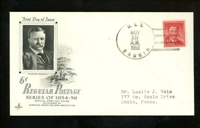 US FDC #1039 Artcraft M-5 1955 USS Rankin AKA-103 Roosevelt Liberty Unofficial - Image 1 of 2