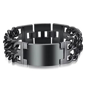 24MM Width 316L Stainless Steel Cuban Chain Cross Bracelet for Men Jewelry Male  - Picture 1 of 18
