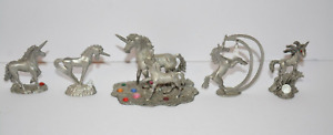 Lot of 5 Collectible Spoontiques Pewter Unicorn Figurines