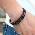 Leather Infinity Bracelet For Men Him Stainless Steel Black Knot Symbols Logo