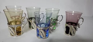 Lot Of 6 Glass Las Vegas Shot Glasses With Handles~multicolored ~pos Vintage? - Picture 1 of 6