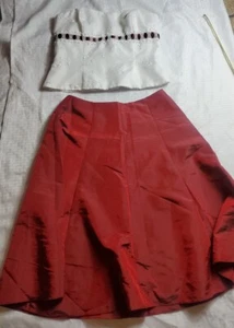 Davids Bridal Homecoming Dress Two Piece Top Size 12 Skirt size 6 White Maroon - Picture 1 of 12
