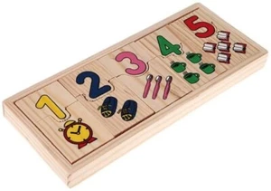 Montessori School Number Wood Puzzle, Counting and Learning Math Toy - Picture 1 of 6
