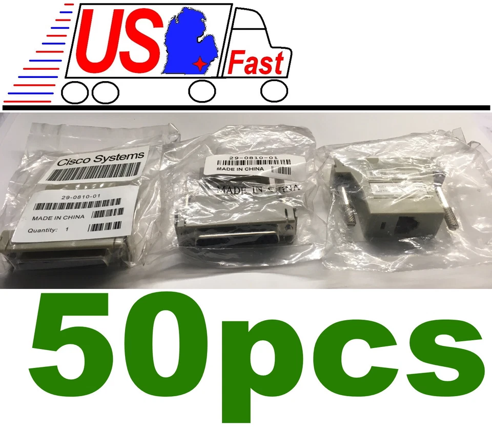 50pk Cisco Systems Terminal Serial Adapter DB-25-pin Female to RJ-45 8pin Female - Image 1 of 1