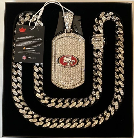 NFL San Francisco 49ers Bling Dog Tag Necklace- Silver Color Cover