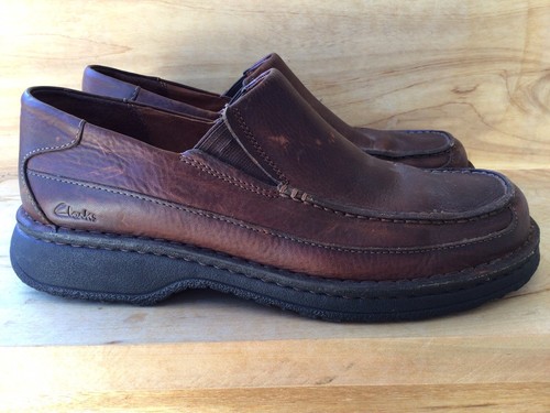 Scarpe mocassini uomo Clarks Active Air 30162 pelle marrone slip on 10M