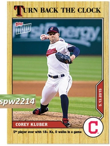 2020 Topps Now Turn Back the Clock Corey Kluber #44 - Image 1 of 2