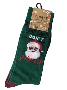 NUEVO ~ K. Bell ~ 1 par de calcetines para hombre "Querido Santa, no me juzgues" ~ Navidad - Imagen 1 de 2