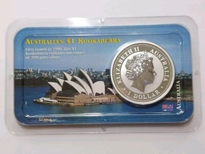 2001 Australian $1 Kookaburra 1 Oz Silver Coin w/ Collectible Littleton Holder - Picture 1 of 2