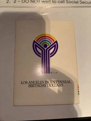 Los Angeles bicentennial birthday dollars original folder - Image 1 of 4