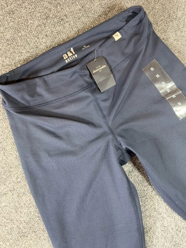 Calça Leggings Abercrombie Infantil Meninas GG Azul Marinho Yoga A&F Conforto Logotipo Casual Nova Com Etiqueta - Imagem 1 de 4