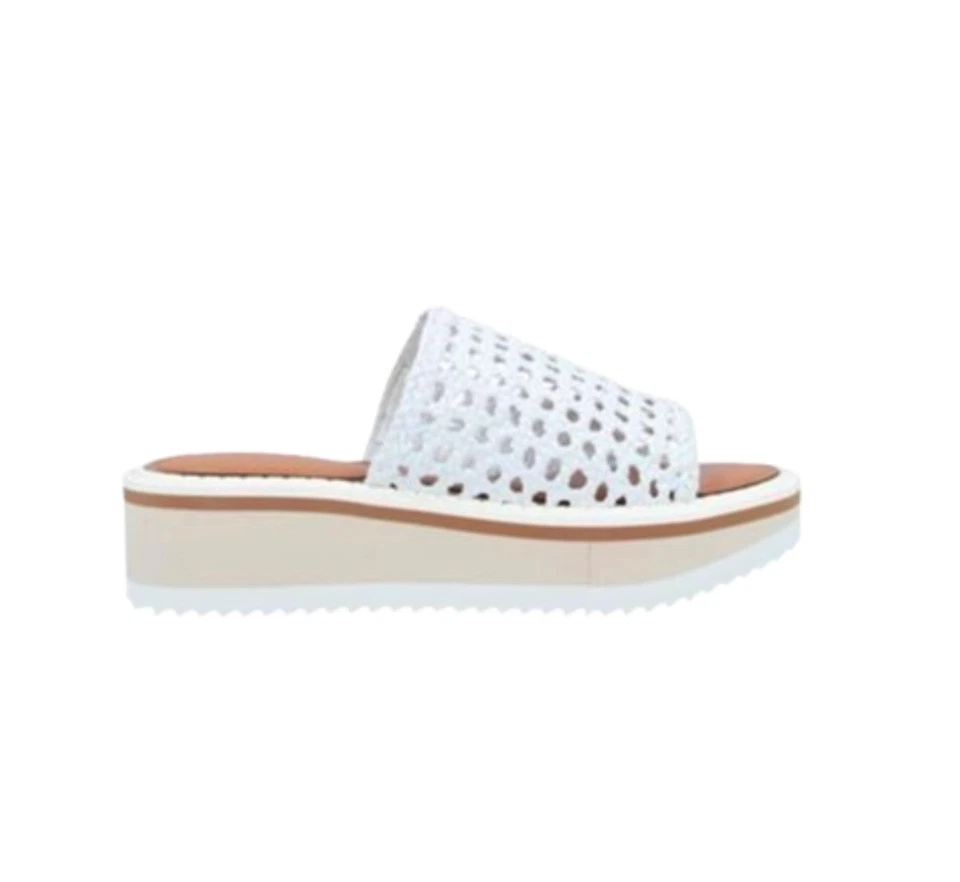 Robert Clergerie Fausta Leather Platform Sandals Womens 39 8.5 White Slides Shoe - Image 1 of 4