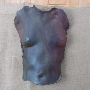 Unique Raku Sculpture of Female Torso 3D ~ Wall Hanging ~ Signed by Artist - Picture 1 of 14