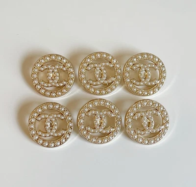 Vintage CC Designer Gold Pearl Button STAMPED | 6 PC Bundle - Image 1 of 2