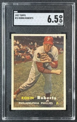 ROBIN ROBERTS SGC 6.5 1957 TOPPS #15 PHILLIES 6176 - Image 1 of 2