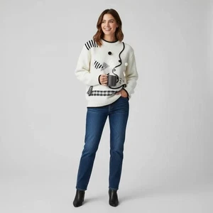 Cherry Stix LTD Women's Vintage White Acrylic Knit Pullover Sweater Size Large - Picture 1 of 9