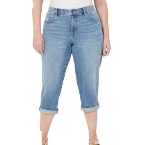 Jeans Lane Bryant Boyfriend, Capris, polsino arrotolato, da 18" a 21" invecchiati, taglia 20 - Foto 1 di 11
