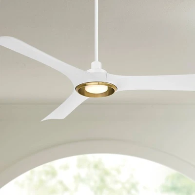 56" Casa Vieja Ethos Matte White LED Damp Rated Remote Ceiling Fan - Image 1 of 4