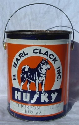 Husky H. Earl Clack Inc. 10 Lbs. Lithium Grease Advertising Can Gas Oil - Image 1 of 4