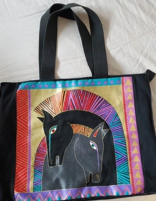 Laurel Burch Canvas Bag Tote “Embracing Horses”, Box Bottom - Image 1 of 4
