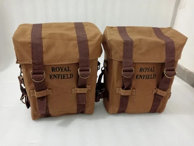 Royal Enfield "Brown Olive Military Pannier Bags" Classic 350cc & 500cc | Fit - Image 1 of 4